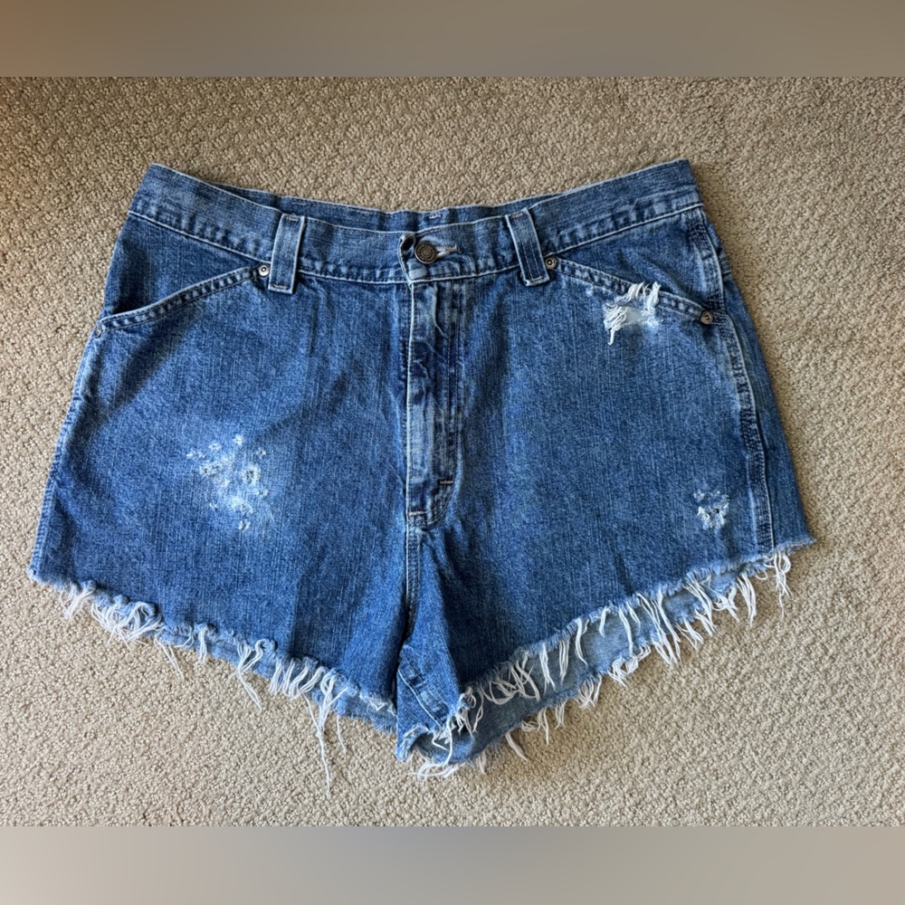 Lee Blue Distressed Jean Shorts
